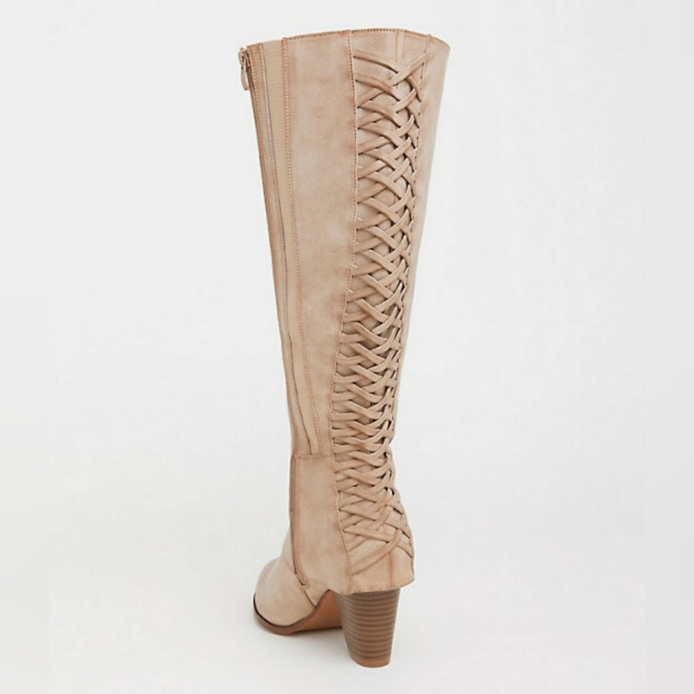 Wide Calf Lattice Boots